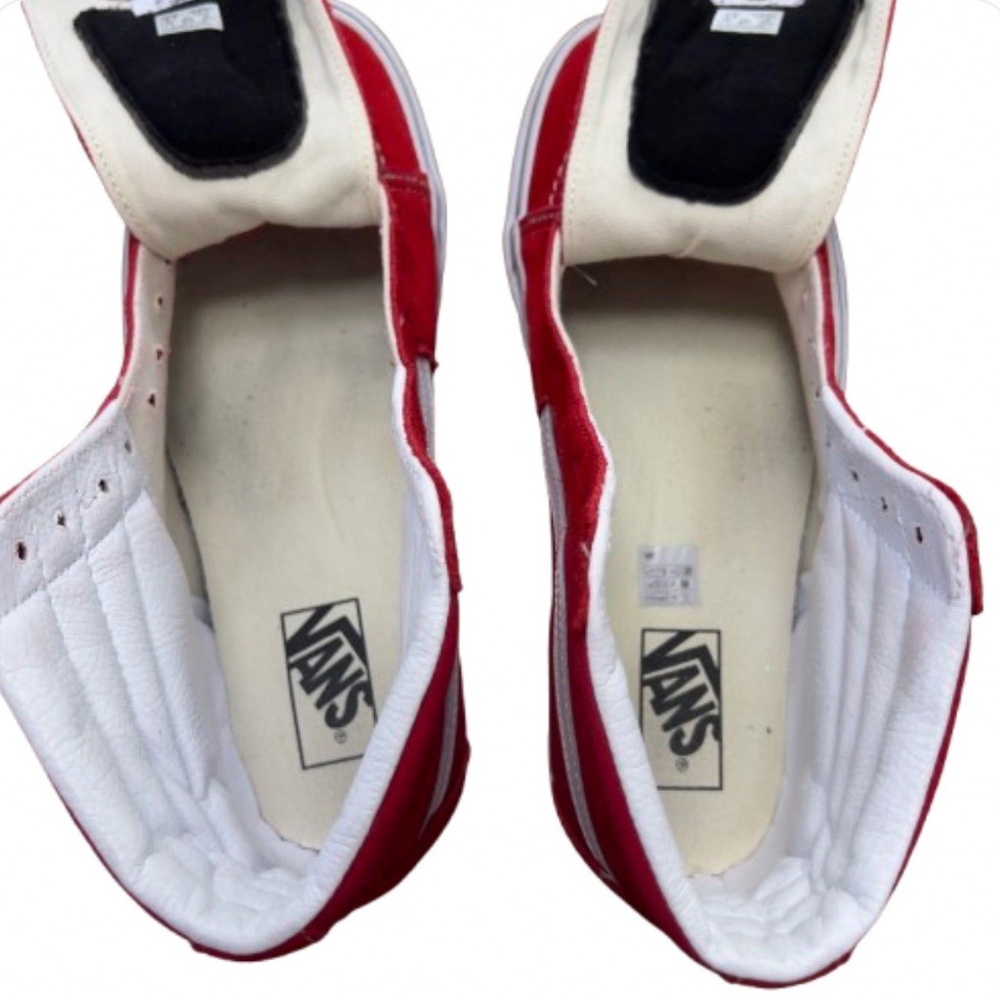 Vans Sk8-Hi Women's 10 Sneakers Mens 8.5 High Tops Red White Suede Skateboard SB - Picture 6 of 10